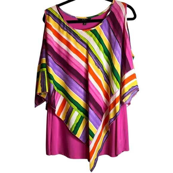 Slim Factor By Investments Cold Shoulder Poncho style Blouse 1X - Picture 1 of 3